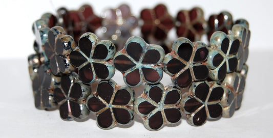 Table Cut Flower Beads, Transparent Amethyst 43400 (20080 43400), Glass, Czech Republic