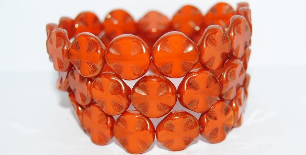 Table Cut Round Beads With Cross, 81260 Luster Red Full Coated (81260 14495), Glass, Czech Republic