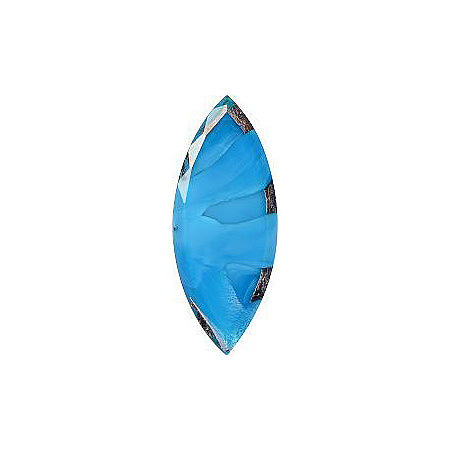 Navette Faceted Pointed Back (Doublets) Crystal Glass Stone, Aqua Blue 11 With Silver (630425), Czech Republic