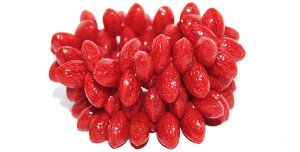 Strawberry Friut Pressed Glass Beads, Opal Red (91250), Glass, Czech Republic