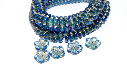 5 Petal Flower Pressed Glass Beads, (87311 54202), Glass, Czech Republic