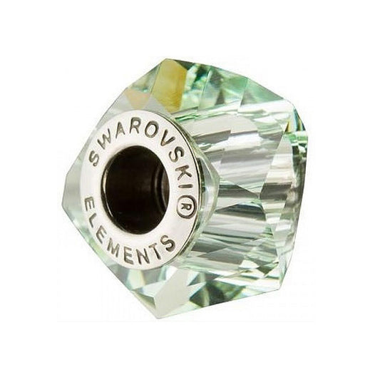 SWAROVSKI ELEMENTS BeCharmed Helix 5928 charm big hole bead Chrysolite, Steel Glass Austria