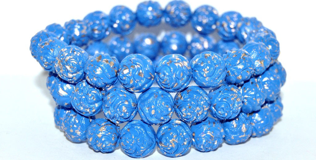 Round Rose Pressed Glass Beads, 13003 (13003), Glass, Czech Republic