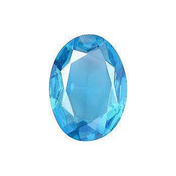 Oval Faceted Pointed Back (Doublets) Crystal Glass Stone, Aqua Blue 1 Transparent With Blue Hematite (60010-Bh), Czech Republic