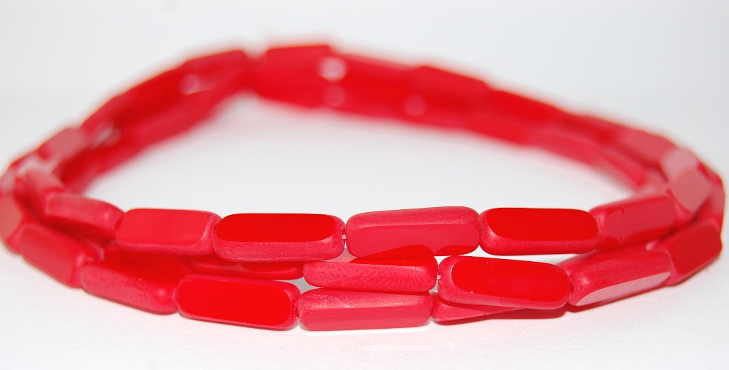 Table Cut Rectangle Beads, Red Mat (93190 Mat), Glass, Czech Republic