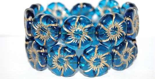 6-Petal Flower Pressed Glass Beads, (60070 54202), Glass, Czech Republic