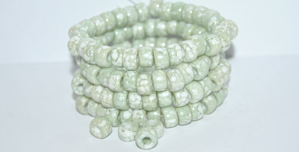 Czech Glass Pressed Big Seed Beads Pony With Big Hole , White 15454 (2010 15454), Glass, Czech Republic