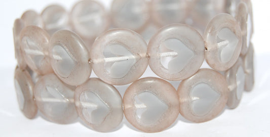 Table Cut Round Beads With Heart, (46018 14405), Glass, Czech Republic