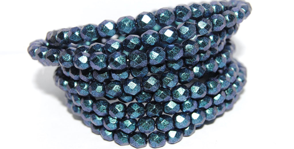 Fire Polished Round Faceted Beads, Black 94109 (23980 94109), Glass, Czech Republic