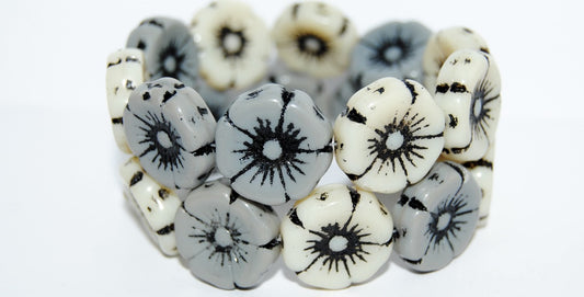 Hawaii Flower Pressed Glass Beads, Mixed Colors Grbr 46769 (Mix Grbr 46769), Glass, Czech Republic