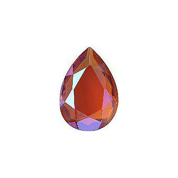 Pear Faceted Pointed Back (Doublets) Crystal Glass Stone, Orange 2 Transparent With Ab (10040-Abt), Czech Republic