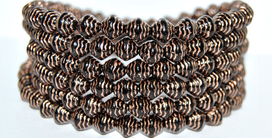 Bicone Pressed Glass Beads Wasp Nest, Black 54200 (23980 54200), Glass, Czech Republic
