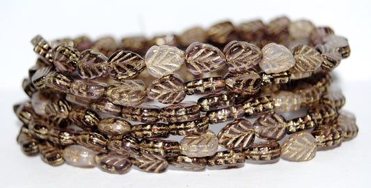 Lilac Leaf Pressed Glass Beads, Purple Mixed Colors 54202 (Purple Mix 54202), Glass, Czech Republic