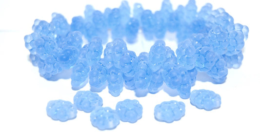 Grape Fruit Pressed Glass Beads, Transparent Blue Mat (30020 Mat), Glass, Czech Republic