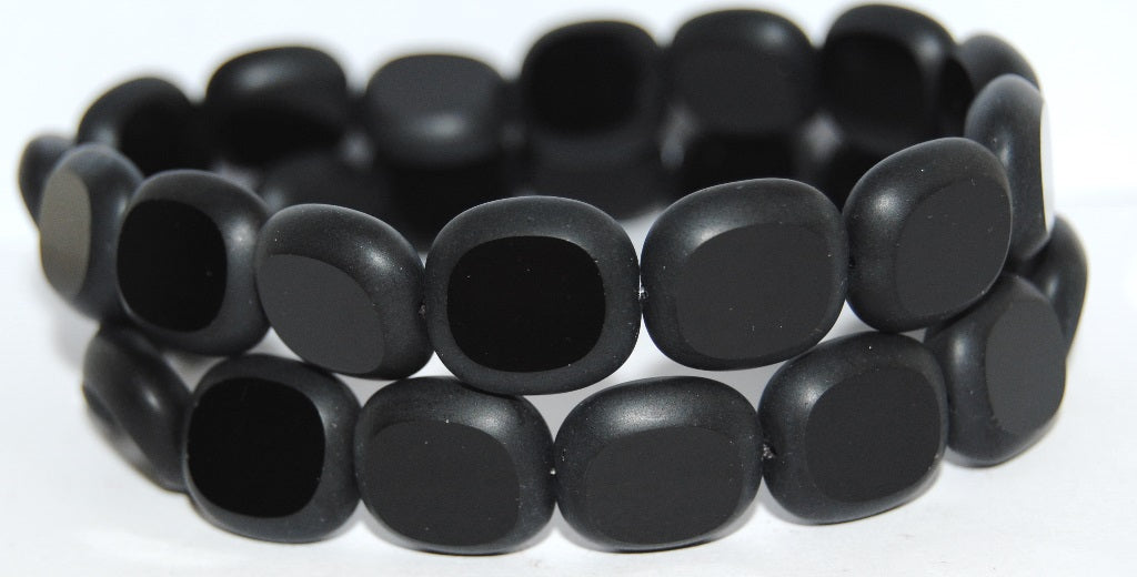 Table Cut Round Candy Beads, Black Matte (23980 M), Glass, Czech Republic