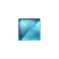 Square Cabochons Flat Back Crystal Glass Stone, Aqua Blue 5 With Silver (60029), Czech Republic