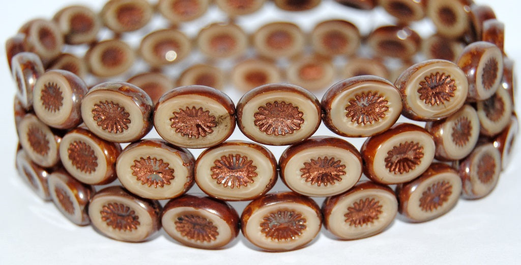 Table Cut Oval Beads Kiwi, (14010 43600 55307), Glass, Czech Republic