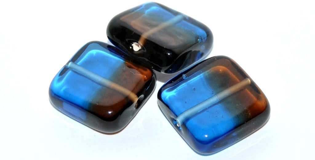 Czech Glass Hand Made Square Lampwork Beads, (N), Glass, Czech Republic