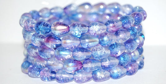 Pear Drop Pressed Glass Beads, (48102Crackle), Glass, Czech Republic