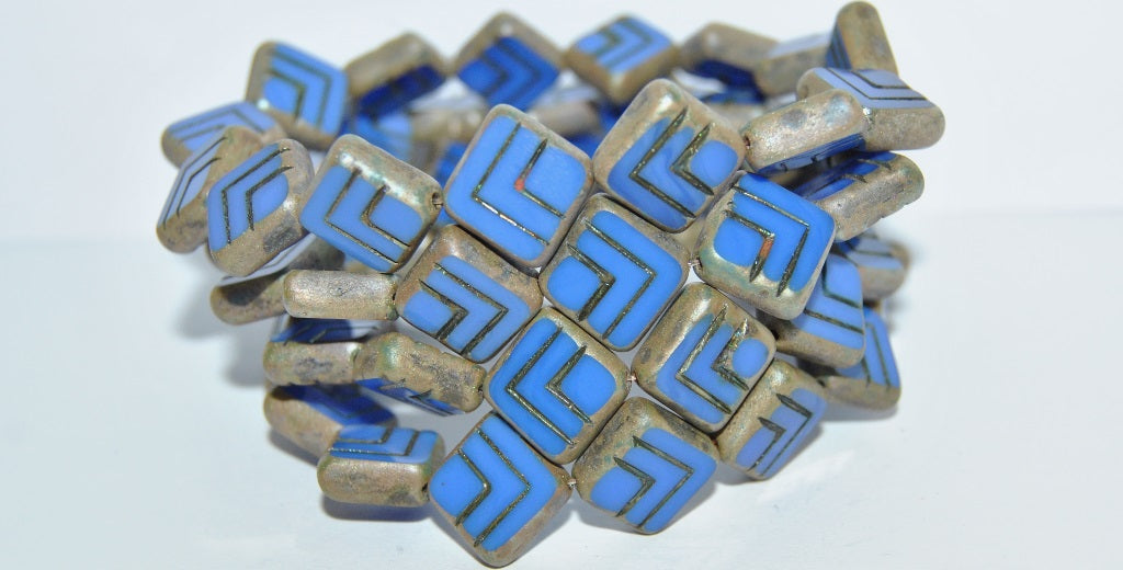 Table Cut Rhomb Beads With Lines, (32030 43400), Glass, Czech Republic