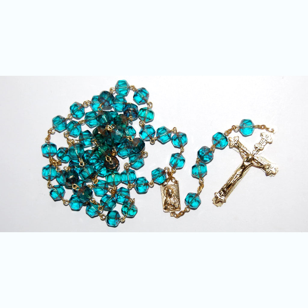 Rosaries With Czech Glass Beads And Methal Cross, 8 mm (R041109-A)