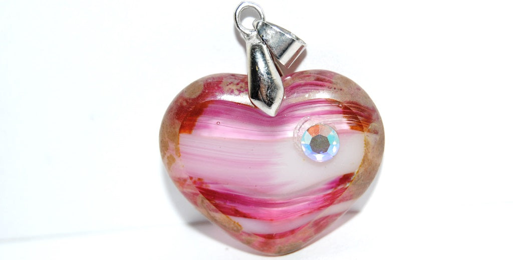 Table Cut Heart Beads Pendant, (Pp 75014 43400), Glass, Czech Republic