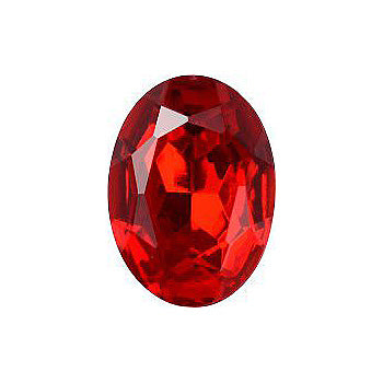 Oval Faceted Pointed Back (Doublets) Crystal Glass Stone, Red 10 Transparent With Aluminium (90070-Al), Czech Republic
