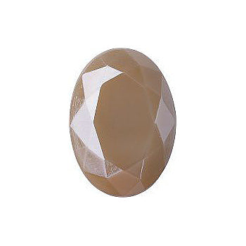 Oval Faceted Flat Back Crystal Glass Stone, Nude 1 Opaque With Blue Hematite (71200-Bh), Czech Republic