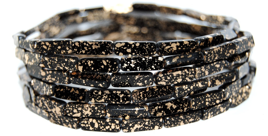 Table Cut Rectangle Beads, Black 94401 (23980 94401), Glass, Czech Republic