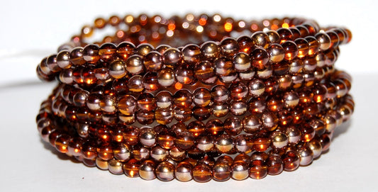 Round Pressed Glass Beads Druck, Transparent Orange 27101 (10060 27101), Glass, Czech Republic