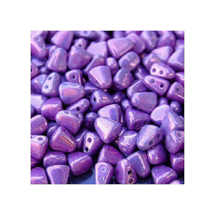 Matubo NIB-BIT 2-hole pyramid glass beads Metallic Luster Amethyst Chalk Glass Czech Republic