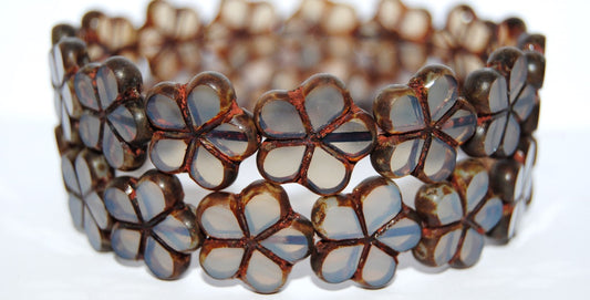 Table Cut Flower Beads, 41000 Travertin (41000 86800), Glass, Czech Republic