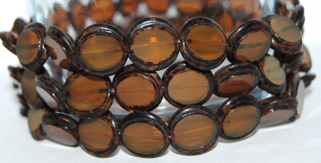 Table Cut Round Beads Eskooko, Opal Orange Travertin (11000 86800), Glass, Czech Republic