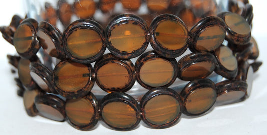 Table Cut Round Beads Eskooko, Opal Orange Travertin (11000 86800), Glass, Czech Republic