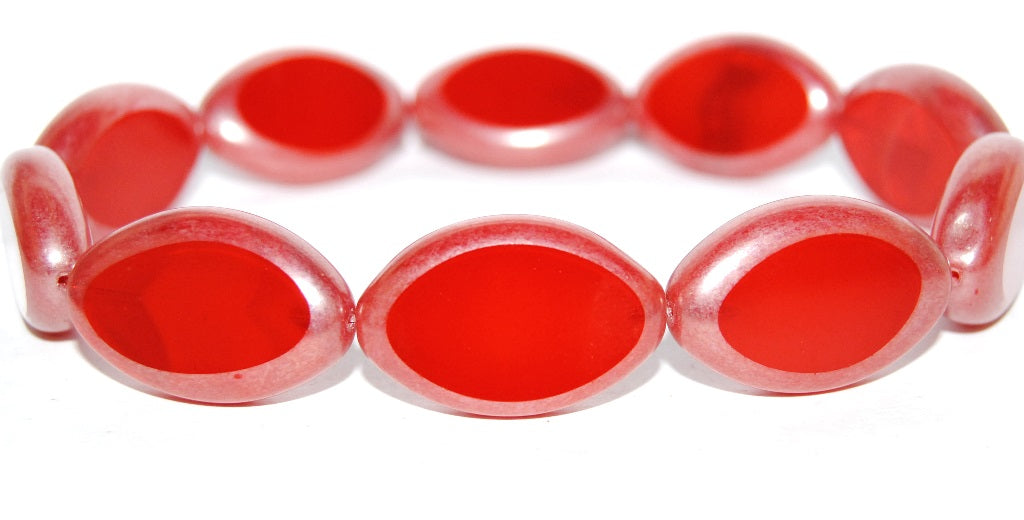 Table Cut Oval Beads Roach, Opal Red Hematite (91240 14400), Glass, Czech Republic
