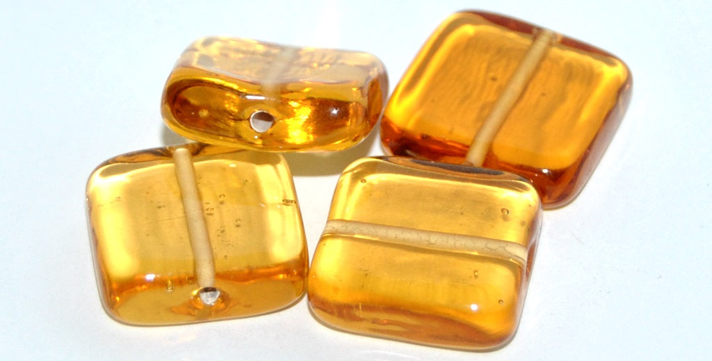 Czech Glass Hand Made Square Lampwork Beads, (A), Glass, Czech Republic