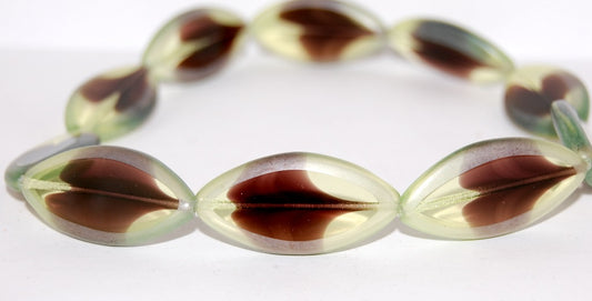 Table Cut Oval Beads, 27801 Luster Cream (27801 14401), Glass, Czech Republic