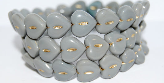 Heart Pressed Glass Beads, (44030 54202), Glass, Czech Republic