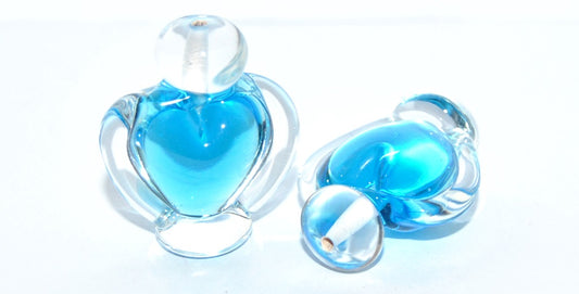 Czech Glass Hand Made Heart Lampwork Beads, (A), Glass, Czech Republic