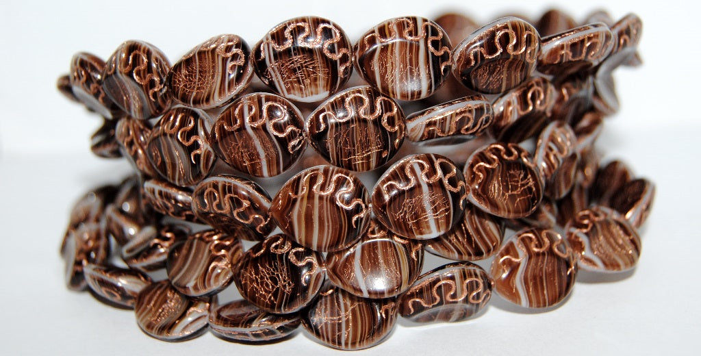 Tear Oval Pressed Glass Beads, (15010 54200), Glass, Czech Republic