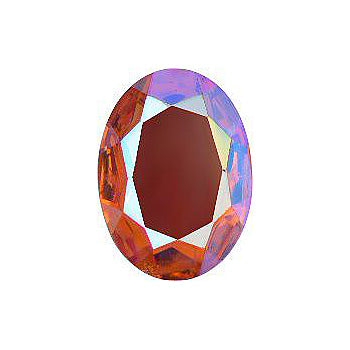 Oval Faceted Pointed Back (Doublets) Crystal Glass Stone, Orange 5 Transparent With Ab (10040-Abt), Czech Republic