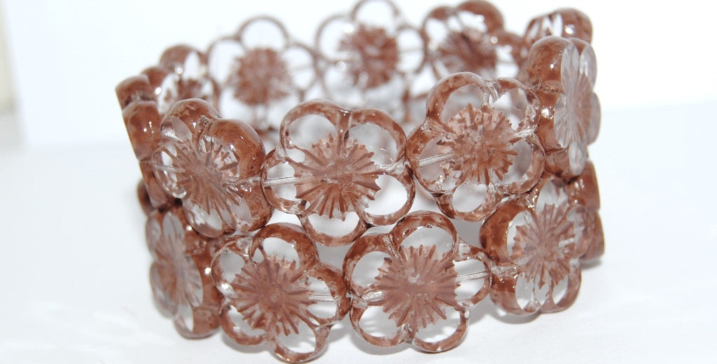 Table Cut Flower Beads Hibiscus, (21 43619 Lava Glass), Glass, Czech Republic