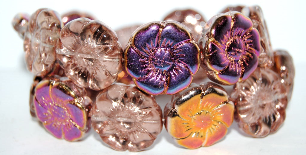 6-Petal Flower Pressed Glass Beads, Crystal 29500 (30 29500), Glass, Czech Republic