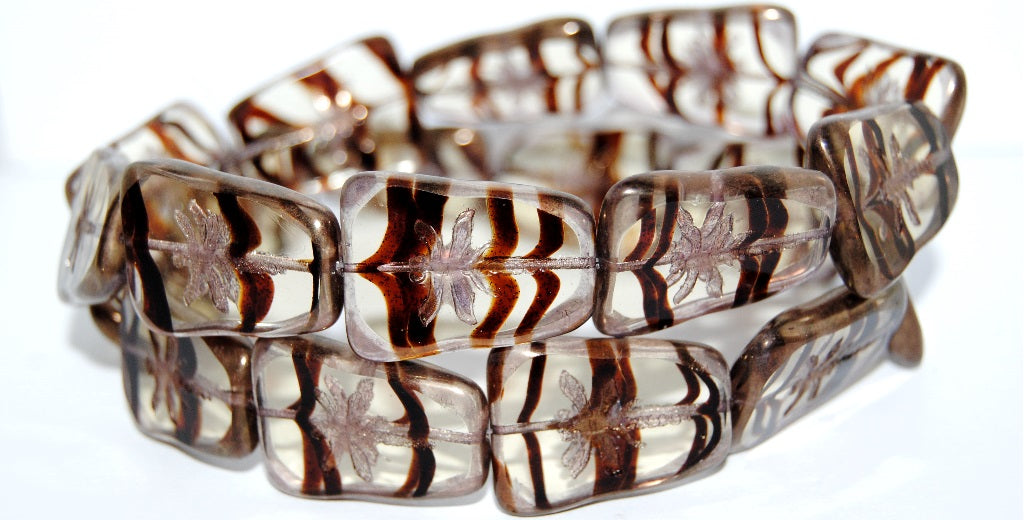 Table Cut Rectangle Beads With Dragonfly, 18016 Bronze (18016 14415), Glass, Czech Republic