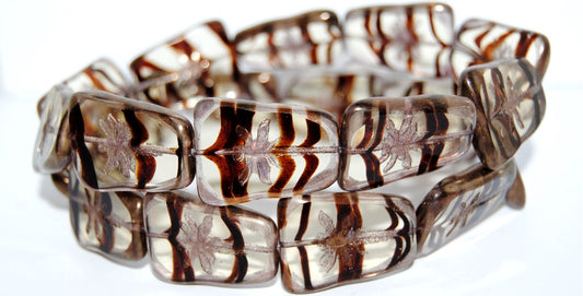 Table Cut Rectangle Beads With Dragonfly, 18016 Bronze (18016 14415), Glass, Czech Republic