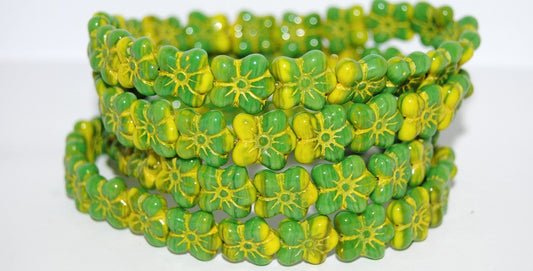 Flower Pressed Glass Beads, (53328312 46480), Glass, Czech Republic