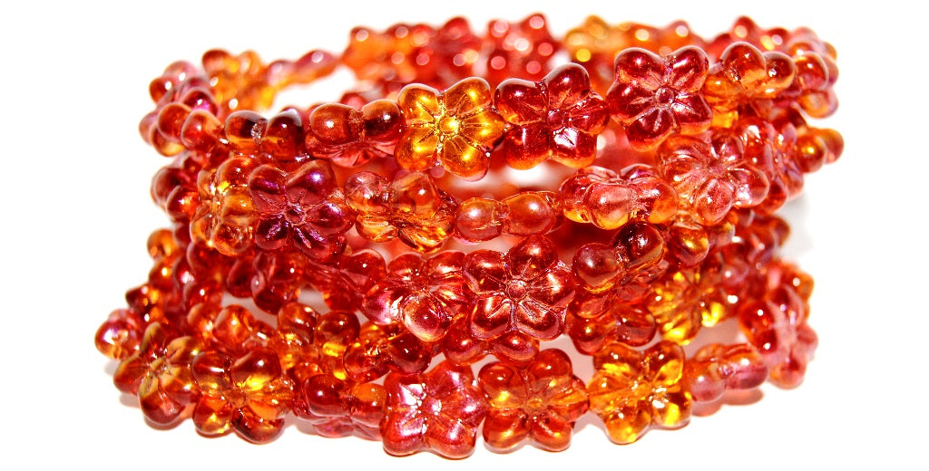 Flower Pressed Glass Beads, 48109 (48109), Glass, Czech Republic