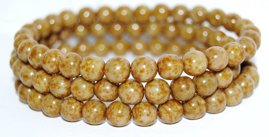 Round Pressed Glass Beads Druck, Opaque Gray Travertin (43000 86800), Glass, Czech Republic