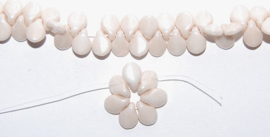 Leaf Petal Pip Pressed Glass Beads, Chalk White 14402 (3000 14402), Glass, Czech Republic