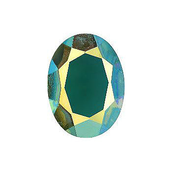 Oval Faceted Pointed Back (Doublets) Crystal Glass Stone, Light Green 5 Transparent With Ab (50590-Abt), Czech Republic